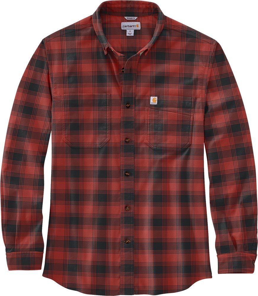 Carhartt Hemd Flannel L/S Plaid Shirt Red Ochre Dress Shirts
