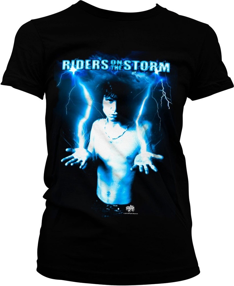 Jim Morrison Riders On The Storm Girly Tee Damen T-Shirt Schwarz - Damen