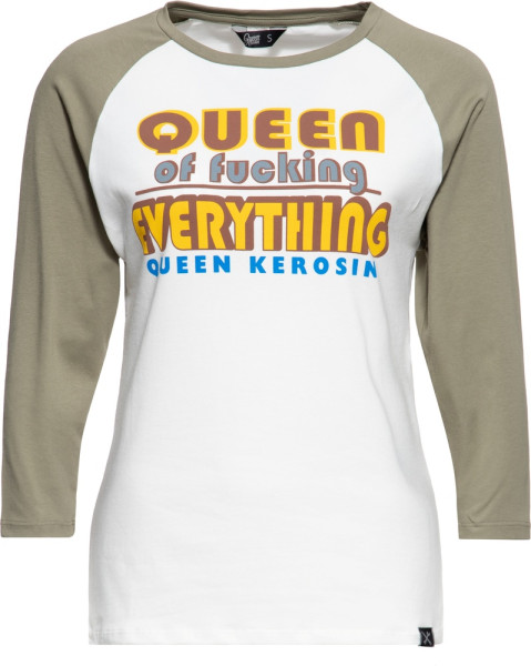Queen Kerosin Damen Shirt Raglan 3/1 Arm Longsleeve "Queen Of Fucking Everthing" QKU41007