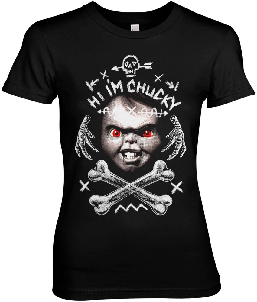 Chucky Hi I'm Chucky Girly Tee Damen T-Shirt Schwarz - Damen