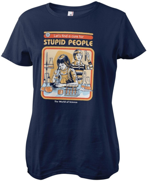 Steven Rhodes Cure For Stupid People Girly Tee Damen T-Shirt Navy
