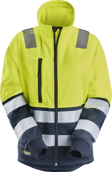 Snickers Damen Warnschutzjacke High-Vis Damenarbeitsjacke mit Reißverschluss, Kl. 2 High-Vis Gelb/Navy