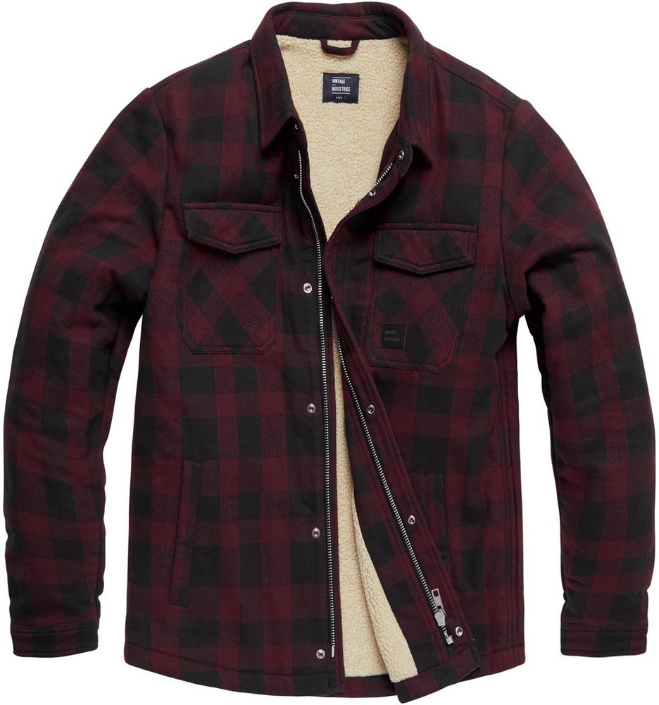 Vintage Industries Holzfällerjacke Craft Heavyweight Sherpa Burgundy Check - Herren / Unisex