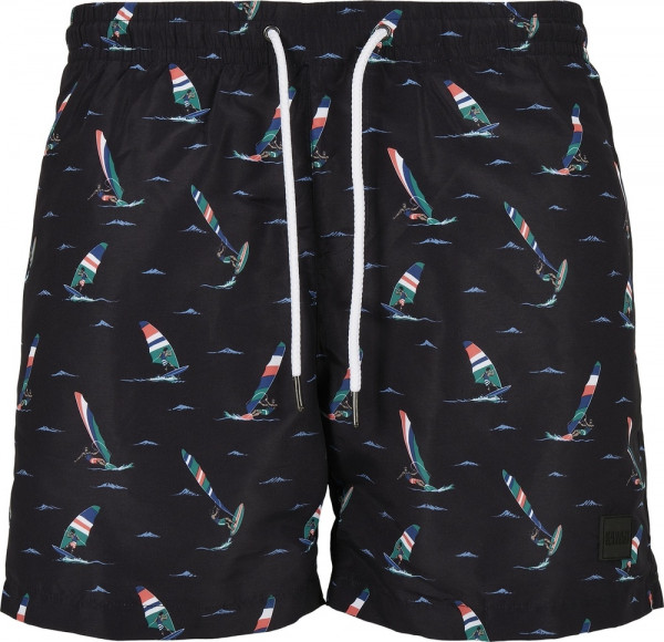 Urban Classics Badehose Pattern Swim Shorts Black