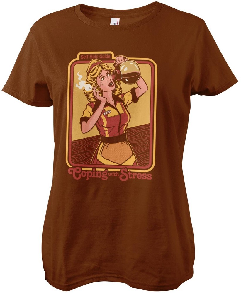 Steven Rhodes Coping With Stress Girly Tee Damen T-Shirt Braun - Damen