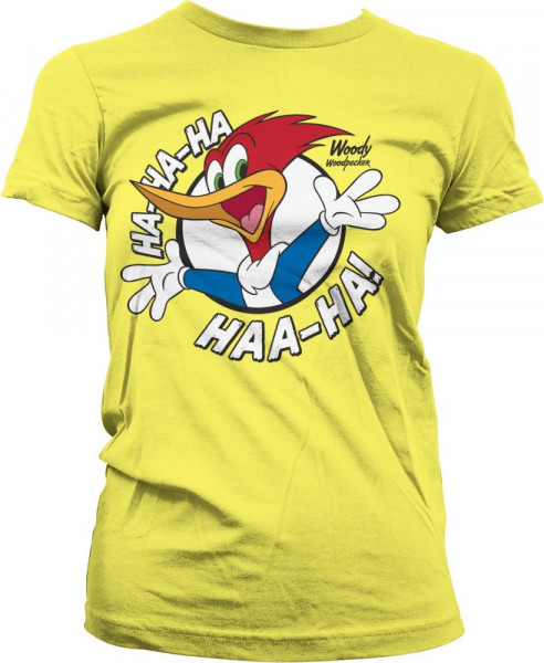 Woody Woodpecker HaHaHa Girly Tee Damen T-Shirt Yellow