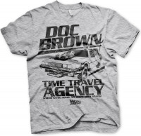 Back to the Future Doc Brown Time Travel Agency T-Shirt Heather-Grey Back to the Future Doc Brown Time Travel Agency T-Shirt Heather-Grey