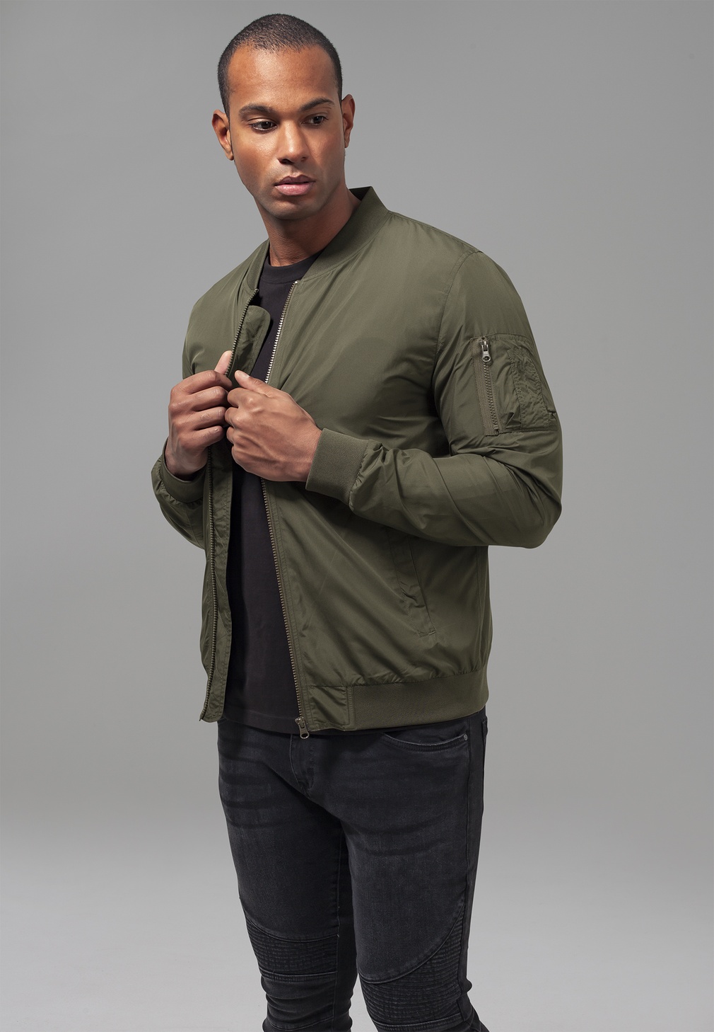Urban Classics Bomber Jacke Light Bomber Jacket Darkolive Jacken Westen Herren Lifestyle kustom kult