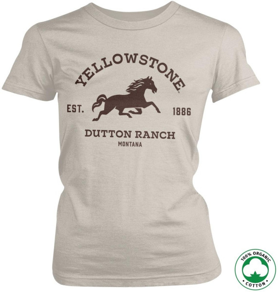 Yellowstone Dutton Ranch Montana Organic Girly Tee Damen T-Shirt Off-White