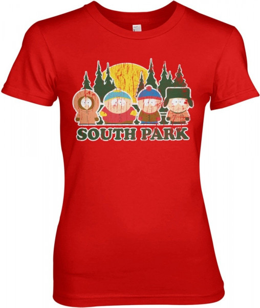 South Park Distressed Girly Tee Damen T-Shirt Red