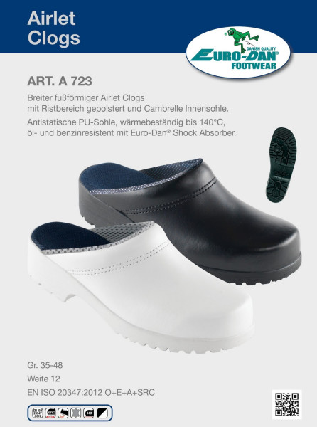 Euro-Dan A723 Airlet Clogs, offen Weite 12