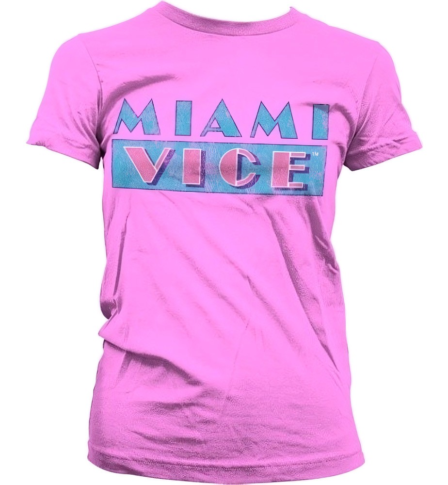 Miami Vice Distressed Logo Girly T-Shirt Damen Pink - Damen