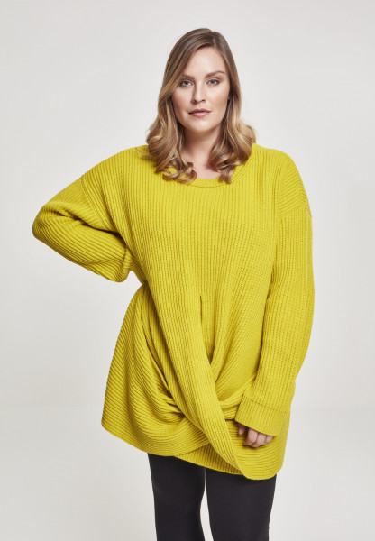 Urban Classics Women Sweatshirt Ladies Wrapped Sweater Lemon Mustard