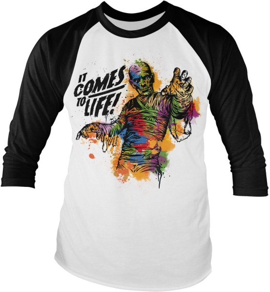 Universal Monsters Colorful Mummy Baseball Long Sleeve Tee Longsleeve White-Black