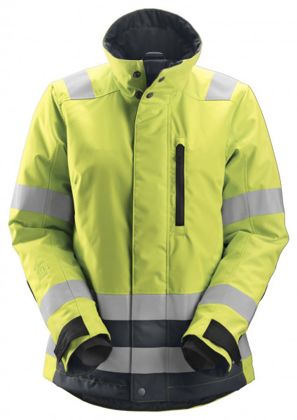 Snickers Damen AllroundWork Hi-Vis 37.5® isolierte Arbeitsjacke, Kl. 2/3, EN 20471 HV-Gelb-Stahlgrau