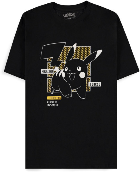 Pokémon - Pikachu Line-art Men's Short Sleeved T-Shirt (Black)