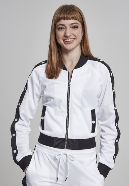 Urban Classics Damen Leichte Jacke Ladies Button Up Track Jacket White/Black/White