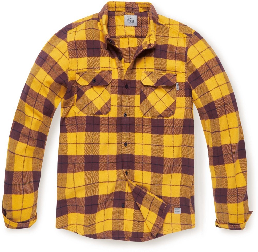 Vintage Industries Karohemd Sem Flannel Shirt Gelb Check -Sem - Herren / Unisex