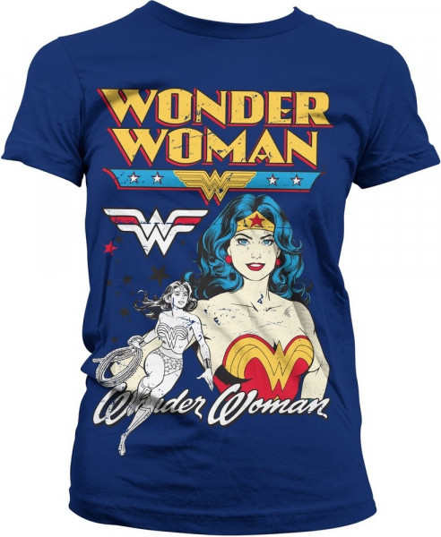 Posing Wonder Woman Girly Tee Damen T-Shirt Navy