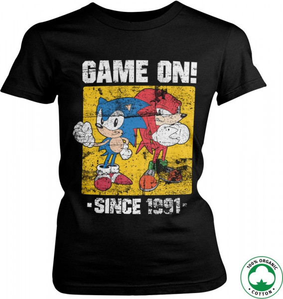 Sonic The Hedgehog Sonic Game On Since 1991 Organic Girly Tee Damen T-Shirt Black