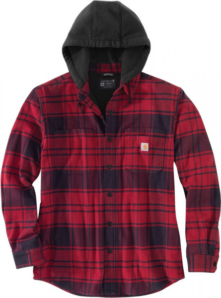 Carhartt Jacke Flannel Fleece Lined Hooded Shirt Jac Oxblood