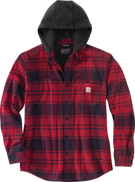 Carhartt Jacke Flannel Fleece Lined Hooded Shirt Jac Oxblood