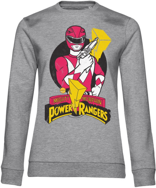 Power Rangers - Red Ranger Pose Girly Damen Sweatshirt Heathergrey