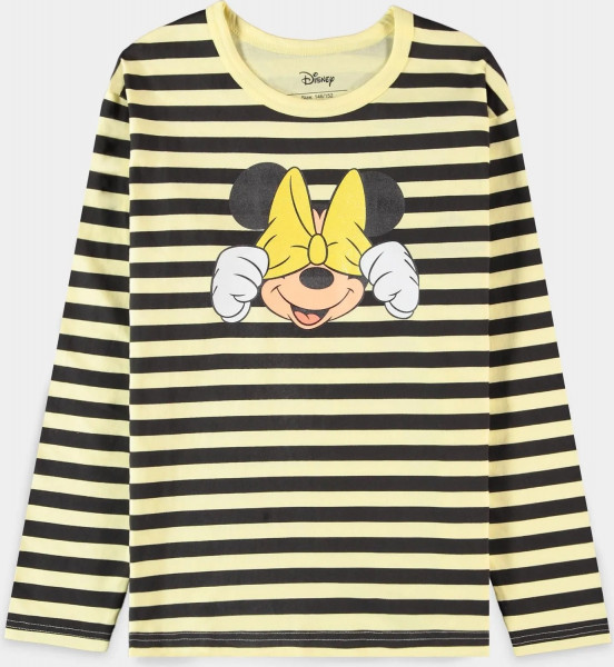 Disney - Minnie Mouse - Girls Striped Crew Sweater Black