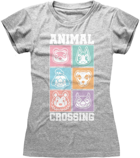 Nintendo Animal Crossing - Pastel Square (Fitted) Damen Shirt Heather Grey