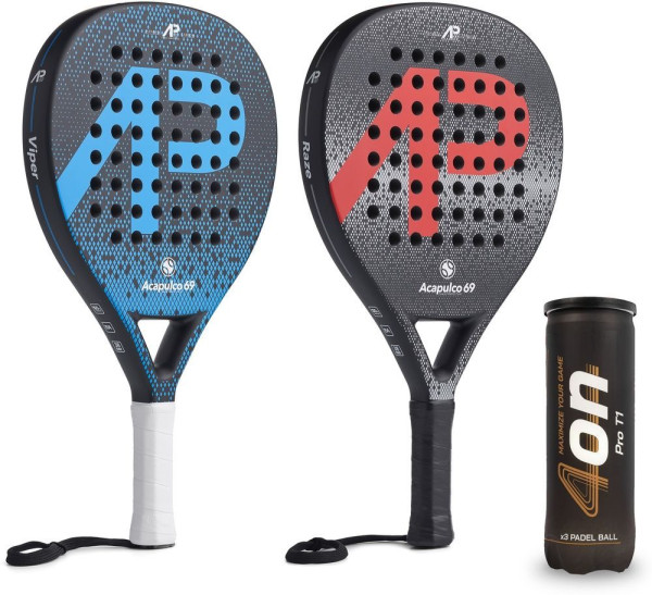 Acapulco 69 Padelschläger Starterset 2x Schläger + 1x Bälle