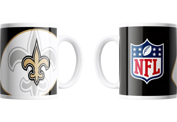 New Orleans Saints Mug Shadow Logo & Shield American Football NFL Gold-330 ml