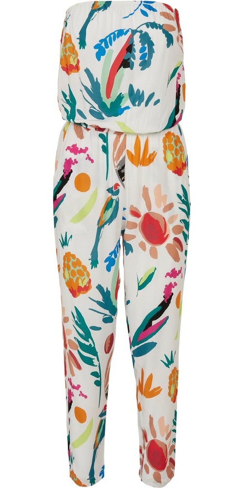 Urban Classics Damen Ladies Viscose Bandeau Jumpsuit Weißsandfruity - Damen