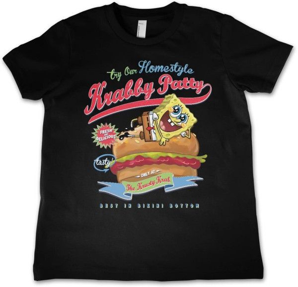 Spongebob Homestyle Krabby Patty Kids T-Shirt Black