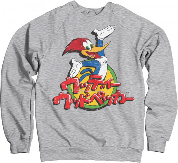 Woody Woodpecker Washed Japanese Logo Sweatshirt Heather-Grey