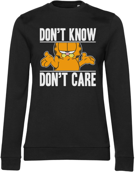 Garfield Don't Know Don't Care Girly Sweatshirt Damen Black