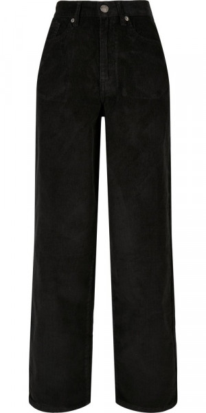 Urban Classics Damen Ladies High Waist 90´S Wide Leg Corduroy Pants Black