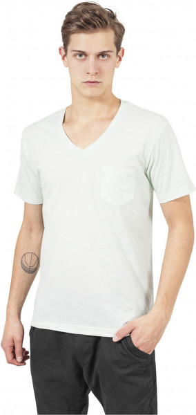 Urban Classics T-Shirt Melange V-Neck Pocket Tee Mint/White