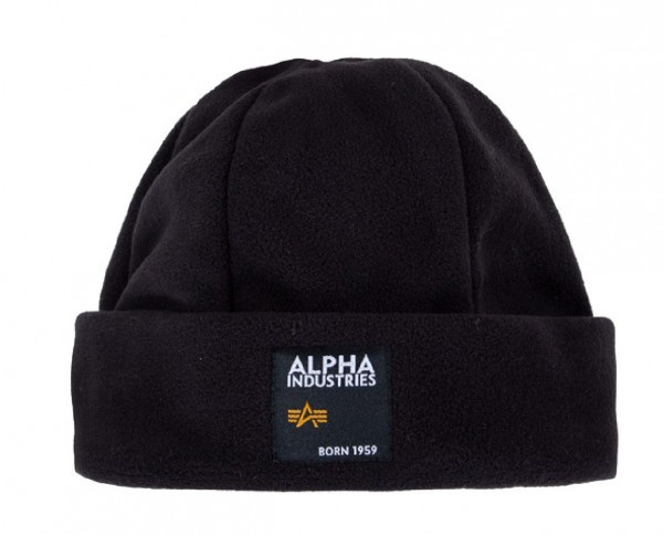 Alpha Industries Mütze Label Fleece Beanie Black