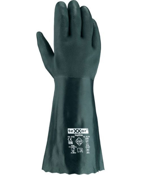 teXXor Topline Chemikalienschutz-Handschuhe Pvc Grün (12 Paar) 2152