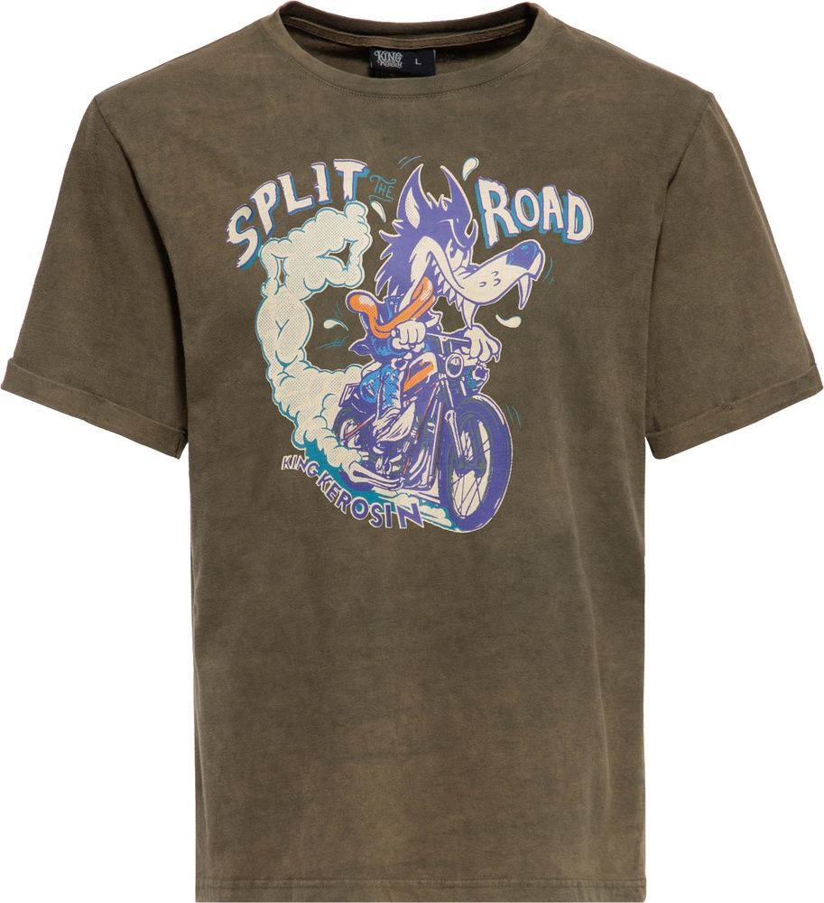 King Kerosin T-Shirt Oilwashed "Split Road" KKU41064 - Herren / Unisex