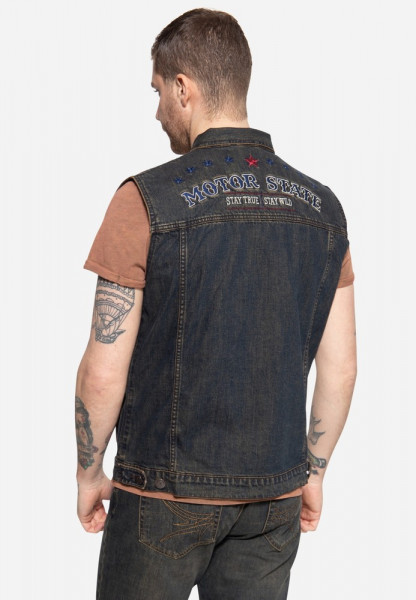 King Kerosin Denim Weste KK4211410399 Dunkelblau