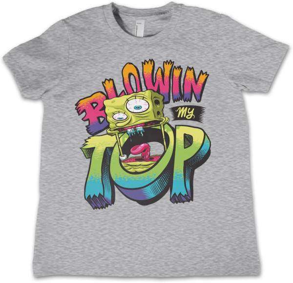 Spongebob Blowin My Top Kids T-Shirt Kinder Heather-Grey