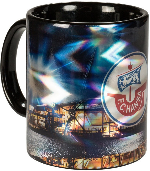 Hansa Rostock Tasse Metallic Fussball Blau