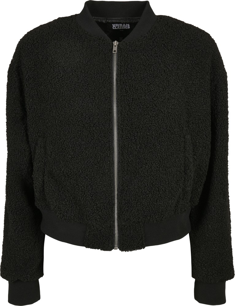 Urban Classics Damen Ladies Oversized Sherpa Bomber Jacke Schwarz - Damen