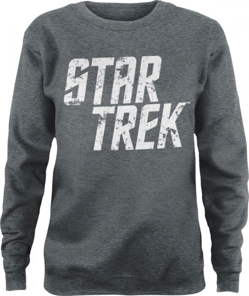 Star Trek Distressed Logo Girly Sweatshirt Damen Heather-Medium-Grey