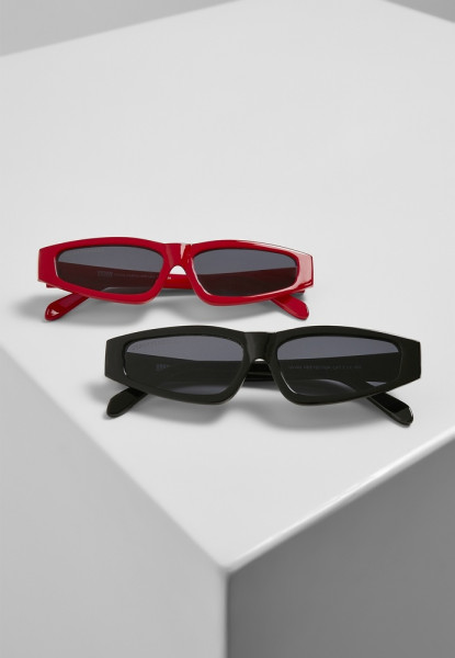 Urban Classics Sonnenbrille Sunglasses Lefkada 2-Pack Black/Black+Red/Black