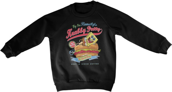 Spongebob Homestyle Krabby Patty Kids Sweatshirt Black