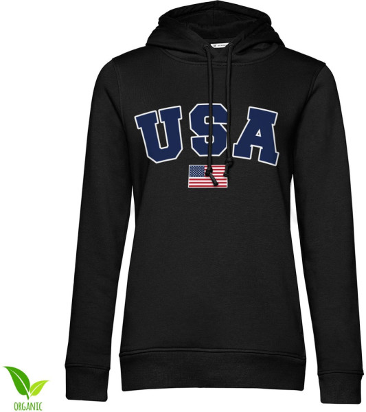 Hybris USA Varsity Girls Hoodie Damen Black