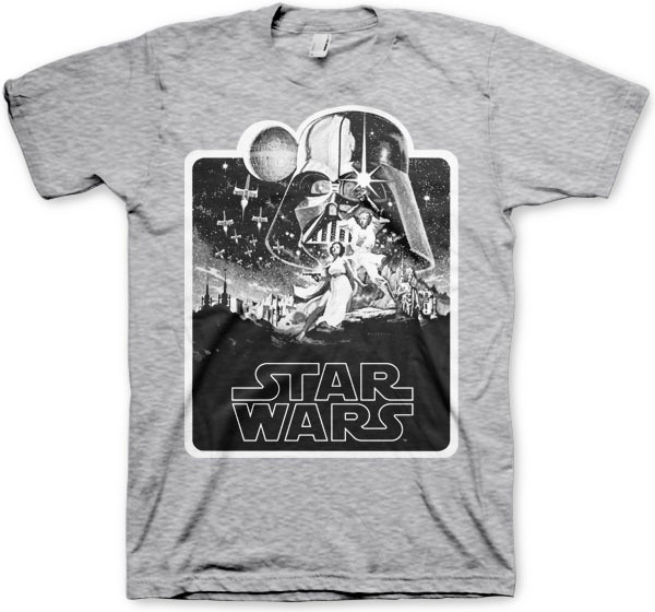 Star Wars Deathstar Poster T-Shirt Heather-Grey
