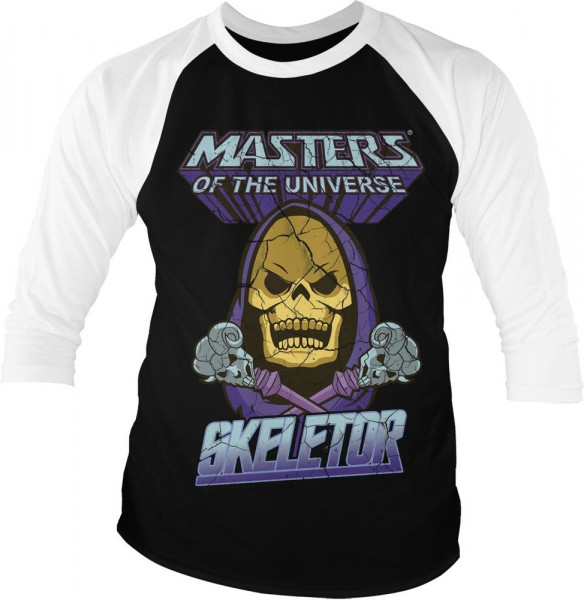 Masters Of The Universe Skeletor Baseball 3/4 Sleeve Tee T-Shirt White-Black